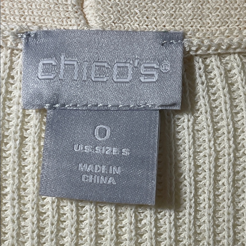 Chico's Cream Open-Front Cardigan with Hook and Eye Closure - Picture 3 of 6